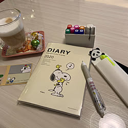 無印良品ファイルボックス用仕切りポケット/ホールマーク　SNOOPY DIARY/シリコンペンケース　パンダ/リヒトラブ　ブックバンドペンケース/パイロット　フリクションスタンプ...などのインテリア実例 - 2020-12-01 17:41:15