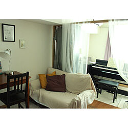 インテリア初心者/ピアノのある部屋/しきりはカーテン/ナチュラル/IKEA...などのインテリア実例 - 2020-05-05 23:53:39