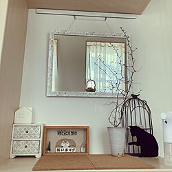 カインズホームの鏡/白い家具が好き/白いインテリア/ナチュラル/観葉植物...などのインテリア実例 - 2022-03-20 13:41:20