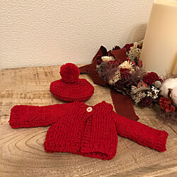 赤い毛糸/着せ替え人形/お人形の服/ハンドメイド/手編み...などのインテリア実例 - 2021-12-20 09:35:02