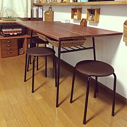 机/ダイニングテーブル/古いもの。/茶色と黒/鉄脚テーブル...などのインテリア実例 - 2015-05-04 07:35:47