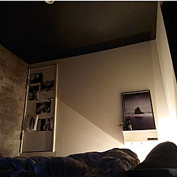 ベッド周り/アートギャラリー/寝室の壁/ライト照明/グレー×ホワイトのインテリア実例 - 2020-10-16 21:29:14