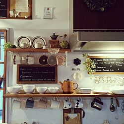 キッチン/カフェ風/DIY/黒板/コーヒーミル...などのインテリア実例 - 2017-03-07 17:53:12