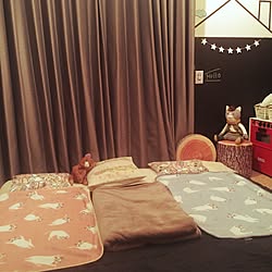 ベッド周り/猫部屋 兼 子供部屋 兼 寝室/猫雑貨多め/BRIO/切り株スツール...などのインテリア実例 - 2016-08-28 22:19:39