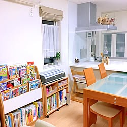 机/早く子ども部屋に持っていきたい/いろいろごちゃごちゃ/勉強スペース/図書館で借りた本を置く用ラック...などのインテリア実例 - 2016-10-20 22:27:35