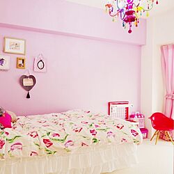 ベッド周り/シャンデリア/IKEA/IKEA　/女の子子供部屋...などのインテリア実例 - 2015-07-11 23:25:46