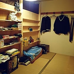 机/子供部屋/男子部屋/仕切り棚DIY/部屋を二つに分ける...などのインテリア実例 - 2016-01-10 18:18:03