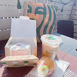 板壁DIY/タカショーガーデンファニチャーセット/ベランダランチ/スターバックス/STARBUCKS COFFEE...などのインテリア実例 - 2022-03-26 16:04:54