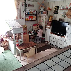 部屋全体/キッズスペース/おままごとキッチンDIY /賃貸でも楽しく♪/こどもと暮らす...などのインテリア実例 - 2017-05-30 06:23:25