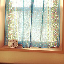 ベッド周り/シンプル/時計/窓/手ぬぐい カーテン...などのインテリア実例 - 2016-03-26 09:30:58