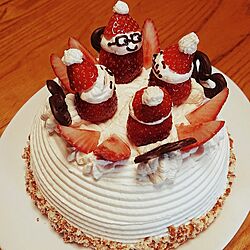 リビング/クリスマス/クリスマスケーキ手作り/ガーナチョコレート/イチゴのサンタのインテリア実例 - 2023-12-17 09:56:36