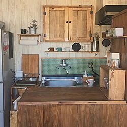 キッチン/ナチュラル/DIY/セルフリノベーション/カフェ風のインテリア実例 - 2017-05-05 06:22:00