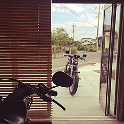 玄関/入り口/オープンウィン/ウッドブラインド/土間のある家/バイクがある生活...などのインテリア実例 - 2017-05-06 17:44:22