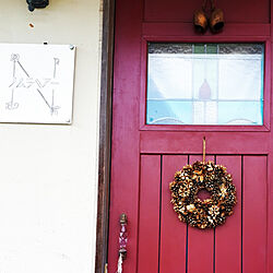 玄関/入り口/クリスマス/クリスマスリース/ニトリのリース/赤いドア...などのインテリア実例 - 2020-11-24 22:02:59