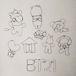 手作り/ハンドメイド/ワイヤークラフト/BT21/COOKY...などのインテリア実例 - 2021-11-04 11:03:14