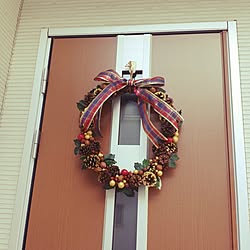 玄関/入り口/手作り/クリスマスリース/玄関ドアのインテリア実例 - 2015-11-05 12:08:29