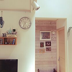 リビング/時計/無印良品 壁に付けられる家具/古板風壁紙/リメイクシート...などのインテリア実例 - 2017-05-23 10:36:00