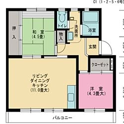 部屋全体/間取り図/脱衣所なし/インテリアじゃなくてすみません/団地...などのインテリア実例 - 2015-05-22 13:55:40