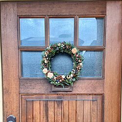 クリスマスリース/玄関ドア/アンティークのある暮らし/リース 手作り/お花のある暮らし...などのインテリア実例 - 2022-11-28 21:00:19