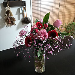 机/お花のある暮らし/花を飾る/ウッドブラインド/ドライフラワー...などのインテリア実例 - 2019-03-02 13:45:55