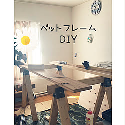 ベットDIY /ベットフレームDIY/ベットフレーム/夫婦でDIY/DIY...などのインテリア実例 - 2021-02-08 07:07:12