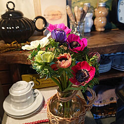 アネモネ/お花を飾る/お花のある暮らし/花瓶のお花/春だなぁ...などのインテリア実例 - 2022-03-20 12:21:08