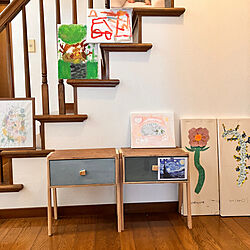 部屋全体/猫LOVE/アート教室で作りました♪/手作り家具/階段の壁...などのインテリア実例 - 2023-11-03 17:47:28