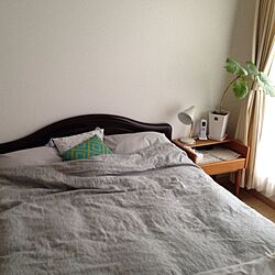 ベッド周り/無印良品のベッドカバー/IKEA/ナイトテーブル/カメラマーク出現につきのインテリア実例 - 2014-06-12 15:53:58