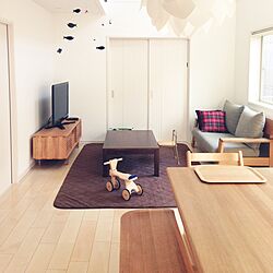 部屋全体/シンプルインテリア/シンプルナチュラル/きくやのテレビ台/キッチンから見たリビング...などのインテリア実例 - 2016-01-14 11:36:31