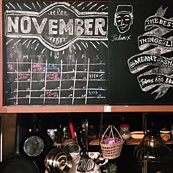 キッチン/DIY/黒板カレンダー/黒板アート/黒板塗料...などのインテリア実例 - 2014-11-01 21:37:42