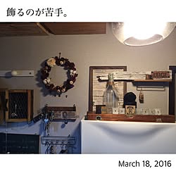 玄関/入り口/壁紙サンプルリメイク/ポプリでリース/リメイク瓶/marorinちゃん作品...などのインテリア実例 - 2016-03-18 09:25:44