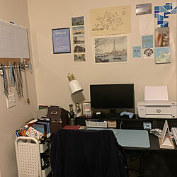 whiteboard/Lamp/Printer/my room/机のインテリア実例 - 2022-03-19 11:23:02