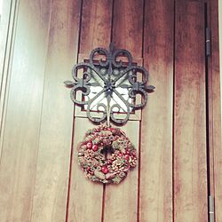 玄関/入り口/クリスマス/クリスマスツリー/リース/もっと、赤いリースがよかったけどのインテリア実例 - 2014-12-19 20:43:49