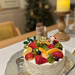 息子が作りました/クリスマスケーキ手作り/クリスマス/インスタ2hamu2hamu/クリスマスツリー...などのインテリア実例 - 2022-12-07 20:27:46