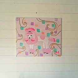 壁/天井/アート/ピンクのプードル/自作/油絵...などのインテリア実例 - 2017-01-06 14:33:05