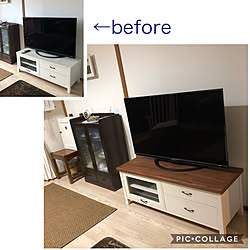 モモナチュラル/簡単リメイク/テレビ台リメイク/テレビボードリメイク/DIY漆喰壁...などのインテリア実例 - 2019-09-02 07:07:14