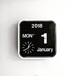 壁/天井/flip clock/モノトーン/白黒/白黒インテリア...などのインテリア実例 - 2018-01-01 01:22:39