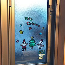リビング/ガラス絵の具/ダイソー/クリスマスのインテリア実例 - 2016-11-21 07:07:30