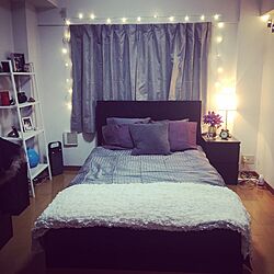 ベッド周り/semi double bed/fairy lights/Purple/IKEAのインテリア実例 - 2016-01-31 17:25:12