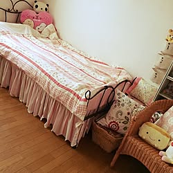 ベッド周り/娘のベッド/娘のお部屋♡/おはようございます＊*。/IKEA クッション...などのインテリア実例 - 2014-08-07 08:10:39