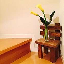 玄関/入り口/シンプルが好き/花のある暮らし/手作り椅子/植物のある生活...などのインテリア実例 - 2017-02-17 19:10:26