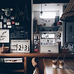 キッチン/カフェ風インテリア/黒板/DIY/お家カフェ...などのインテリア実例 - 2017-06-30 22:43:09