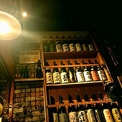 棚/カメラマークだらけ/酒棚/日本酒/レンガ壁紙...などのインテリア実例 - 2015-09-16 20:41:36