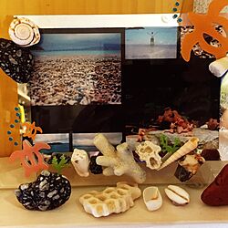 ベッド周り/沖縄で拾った珊瑚と貝殻/沖縄サンゴ/沖縄の貝がら/フォトフレームのガラス...などのインテリア実例 - 2017-06-21 13:17:19