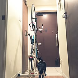 玄関/入り口/ドアストッパー/黒猫グッズ/自転車収納/月ちゃん...などのインテリア実例 - 2017-01-20 00:33:44