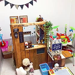 棚/DIY/おままごとキッチン/子供部屋/ダイソー♡...などのインテリア実例 - 2017-03-28 20:12:55