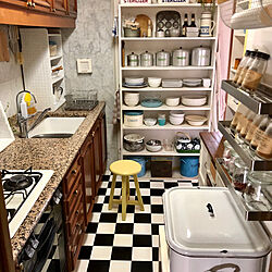 キッチン/DIYクッションフロア/DIYタイル棚/DIY食器棚/DIY...などのインテリア実例 - 2018-11-24 11:14:47