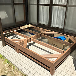 玄関/入り口/老後の居場所/2×4材/DIY/ガレージ...などのインテリア実例 - 2018-04-28 19:14:12