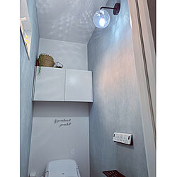トイレのインテリア/ブラケットライト/LIXIL/水色の壁紙/バス/トイレのインテリア実例 - 2022-02-23 20:32:19