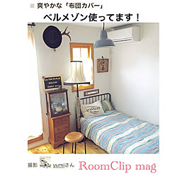 ベッド周り/RoomClip mag/上げ下げ窓/木製サッシ/ベルメゾン布団カバー...などのインテリア実例 - 2018-01-27 14:25:08